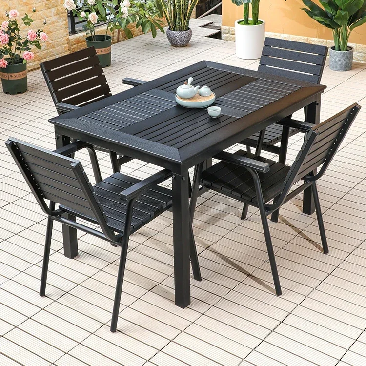 

Modern Outside Dinner Table Set 4 Chairs Garden Lawn Furniture Outdoor Chairs and Tables for Restaurant Metal Manufacturer