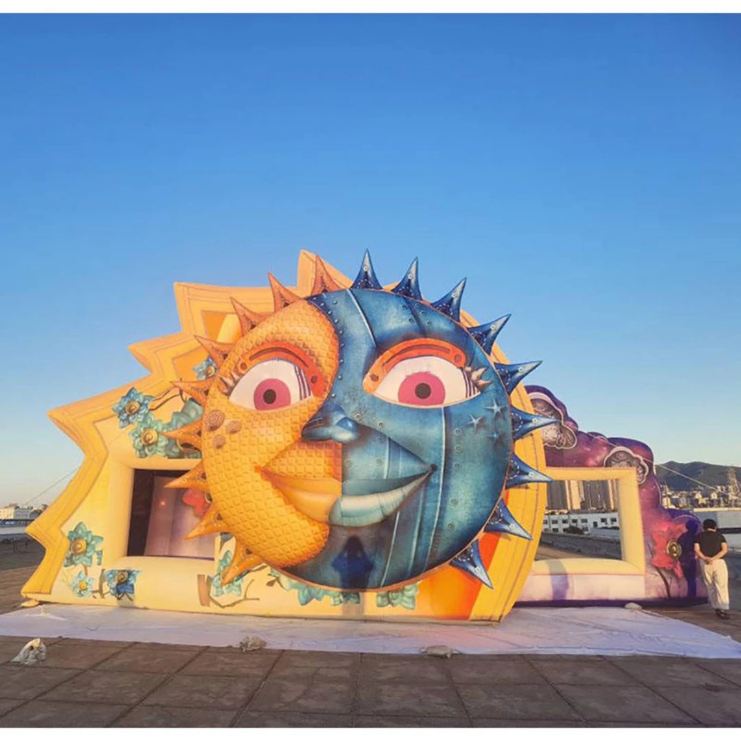 Giant Inflatable Sun Photo Booth Background Display Air Blow Cartoon Back Stage Decoration Props for Event Advertising