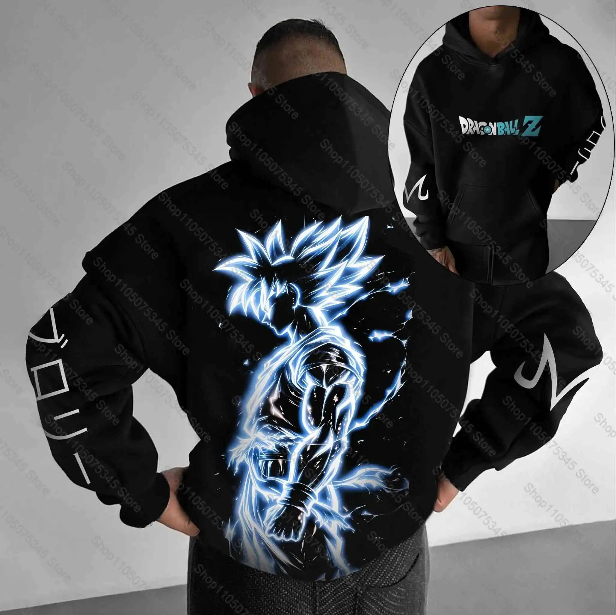 

Мужская толстовка с капюшоном Dragon Ball Goku, японское аниме, осень-зима, с длинным рукавом, плотная новая уличная одежда Y2K с длинным рукавом в стиле Харадзюку