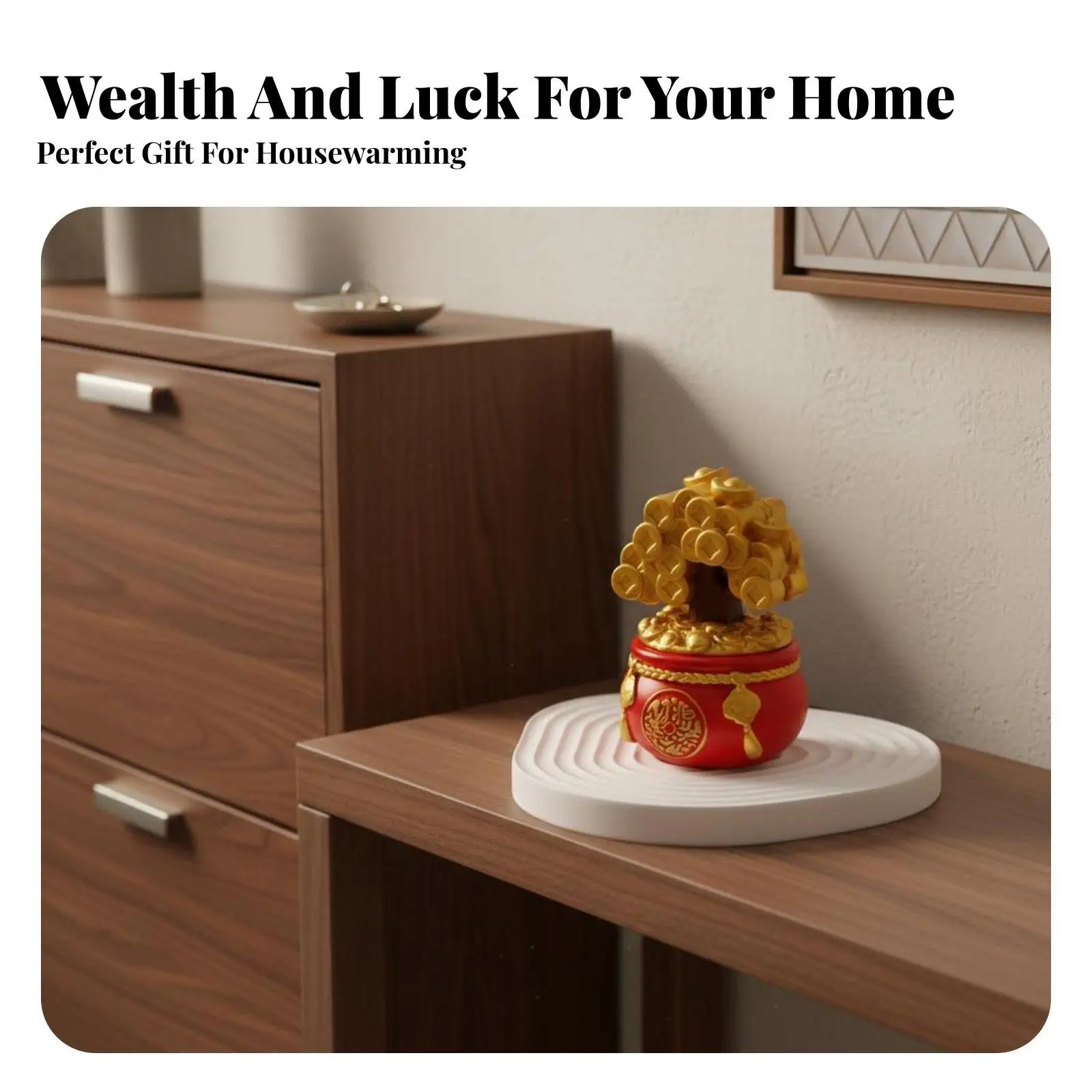 Oriental Blessing God Sculpture for Living Room Luxury Decorative Figurine