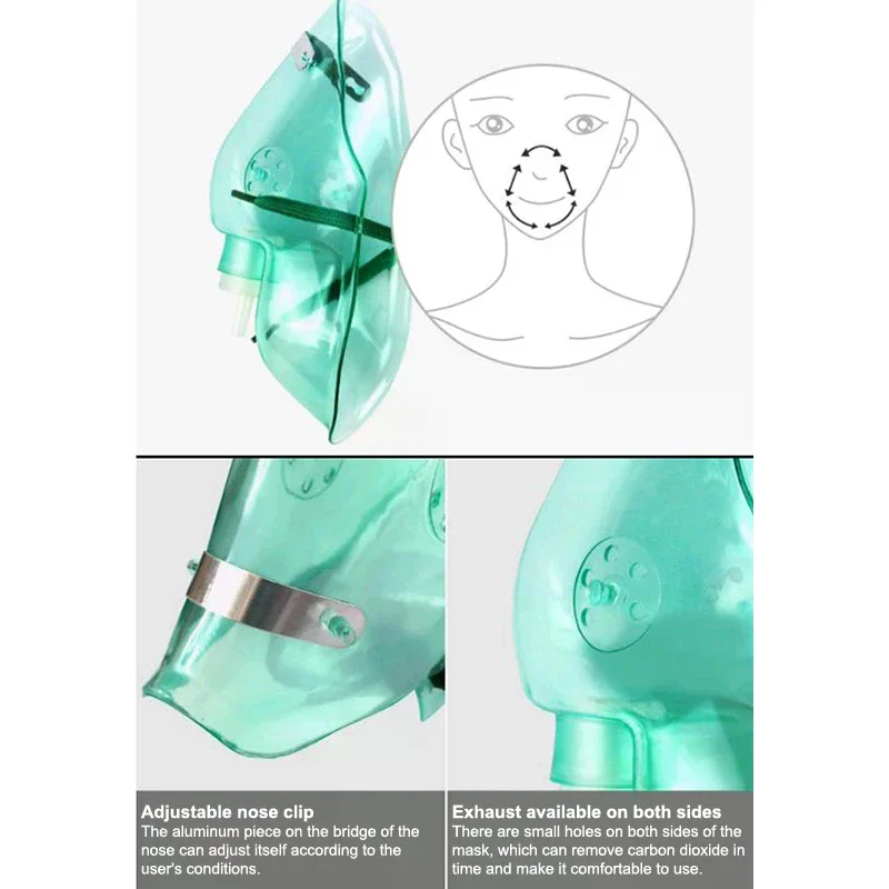 /Kuz/Adult/Child High Concentration Oxygen Face Mask With Tubing Non-Rebreather Oxygen Mask With Elastic Band Reservoir Bag 1pc
