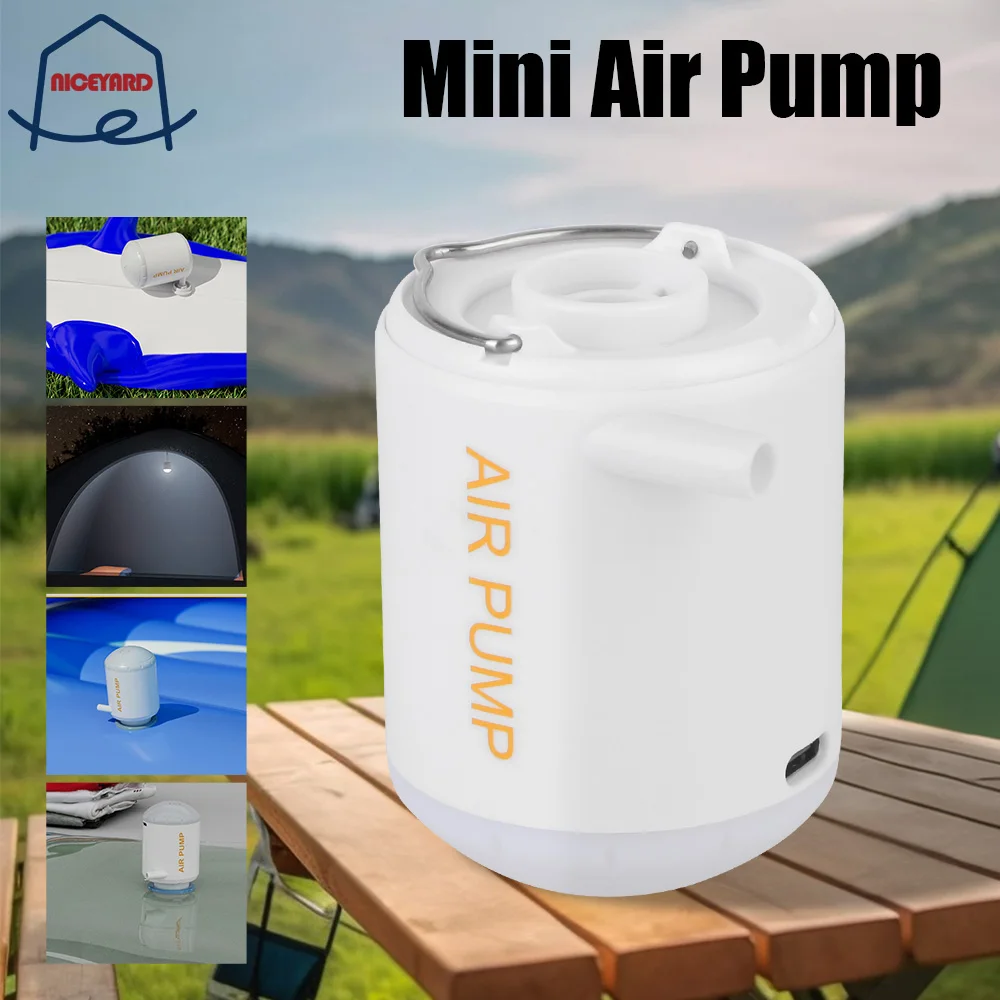 Quick Inflate Deflate For Camping Bed Illumination 3.5Kpa With LED Lantern Portable Tiny Pump For Outdoor Air Equip Compressor
