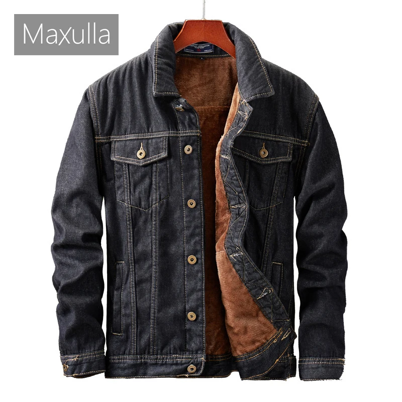 Maxulla Winter Men's Denim Jackets Fashion Streetwear Punk Motorcycle Cowboy Coats Casual Man Fleece Warm Jean Jacket Clothing