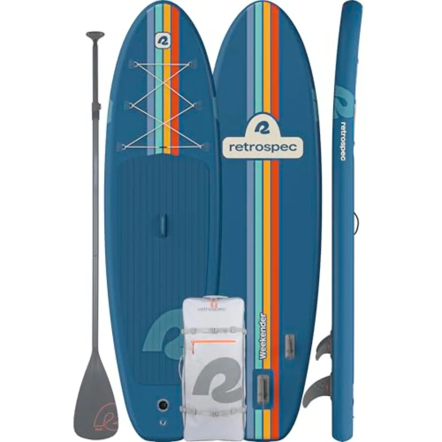 Weekender inflatable stand up paddle board for adults PVC material blue lightweight and puncture resistant includes paddle pump