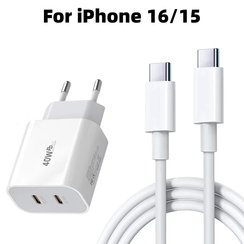 Voor Originele 40W Type C Snelle Oplader Voor iPhone 16 15 14 13 12 11 Pro Max Plus PD Oplaadkabel Oplader Telefoon Accessoires