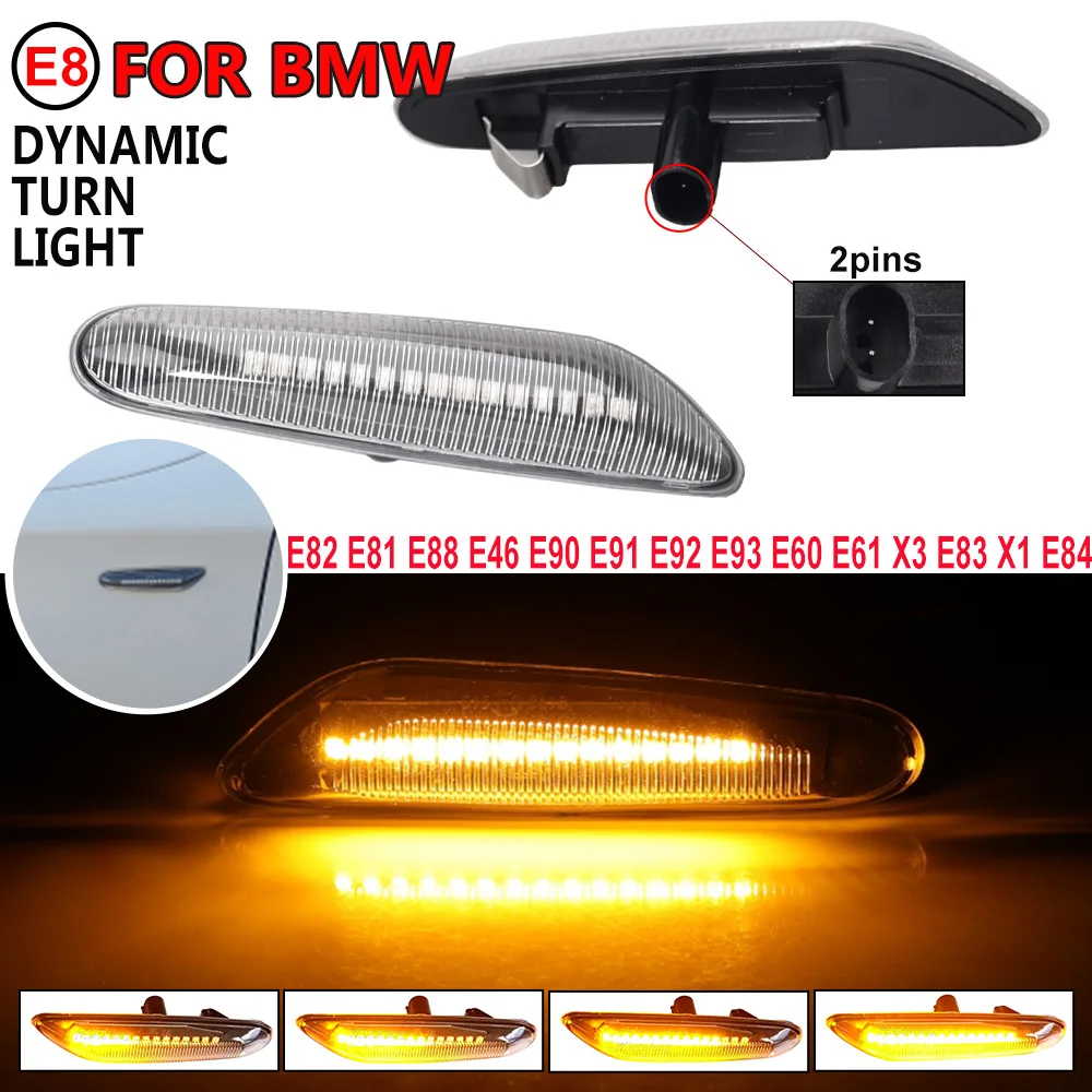 For BMW X3 E83 X1 E84 X5 X53 E60 E61 E46 E81 E82 E90 E92 E87 E88 Sequential Flashing LED Turn Signal Side Marker Light Blinker