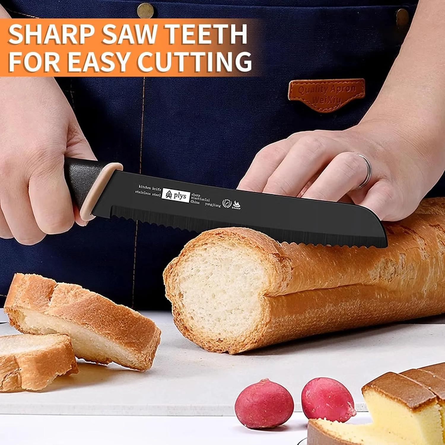 New 2-Piece Stainless Steel Bread Knife Set -Multi-Purpose Sharp Knives for Steak, Fruit, Cheese & Butter, Home & Restaurant Use