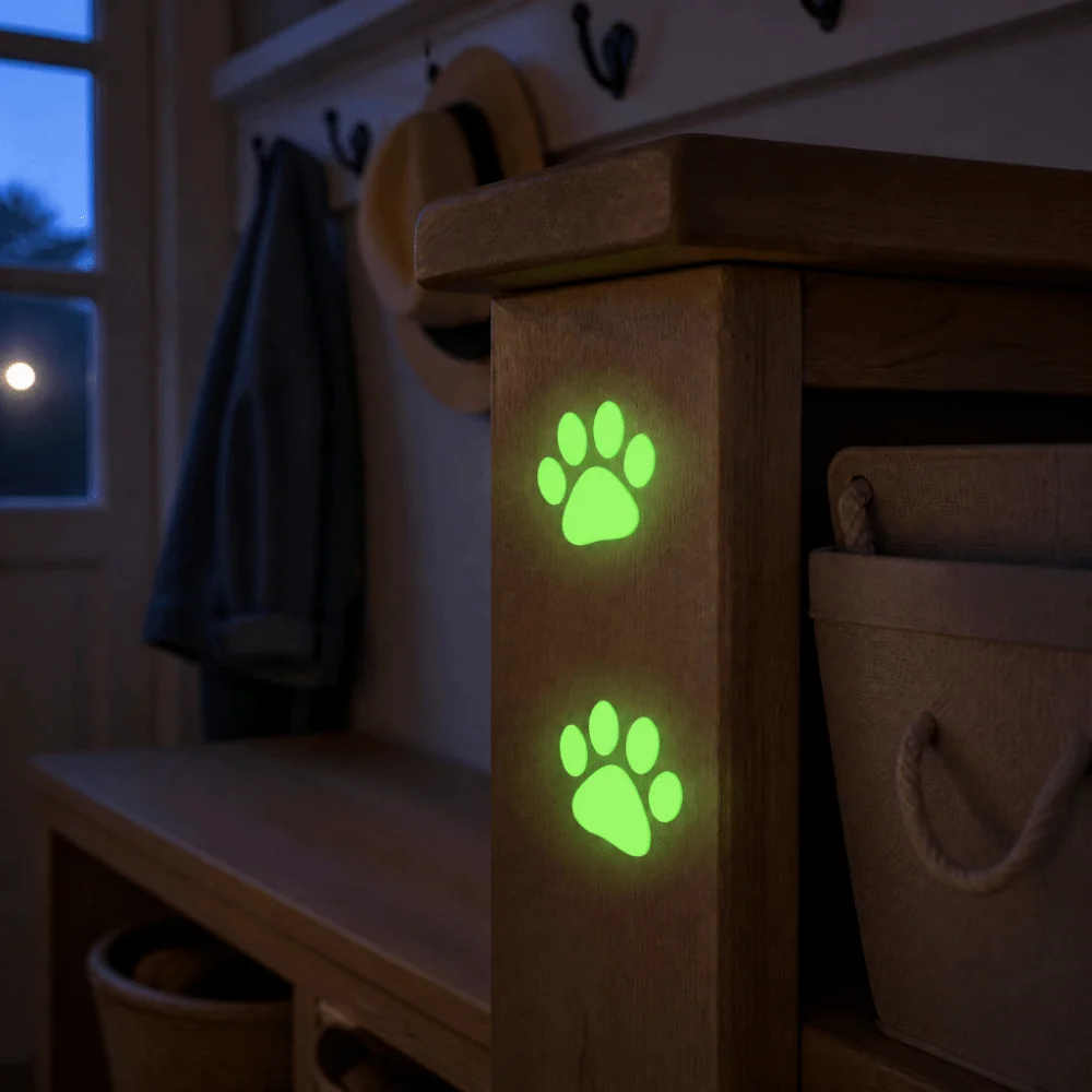 10/20Pcs Creative Fluorescent Paw Wall Sticker Self-adhesive Glow-in-the-Dark Paw Print Wall Decals DIY Waterproof