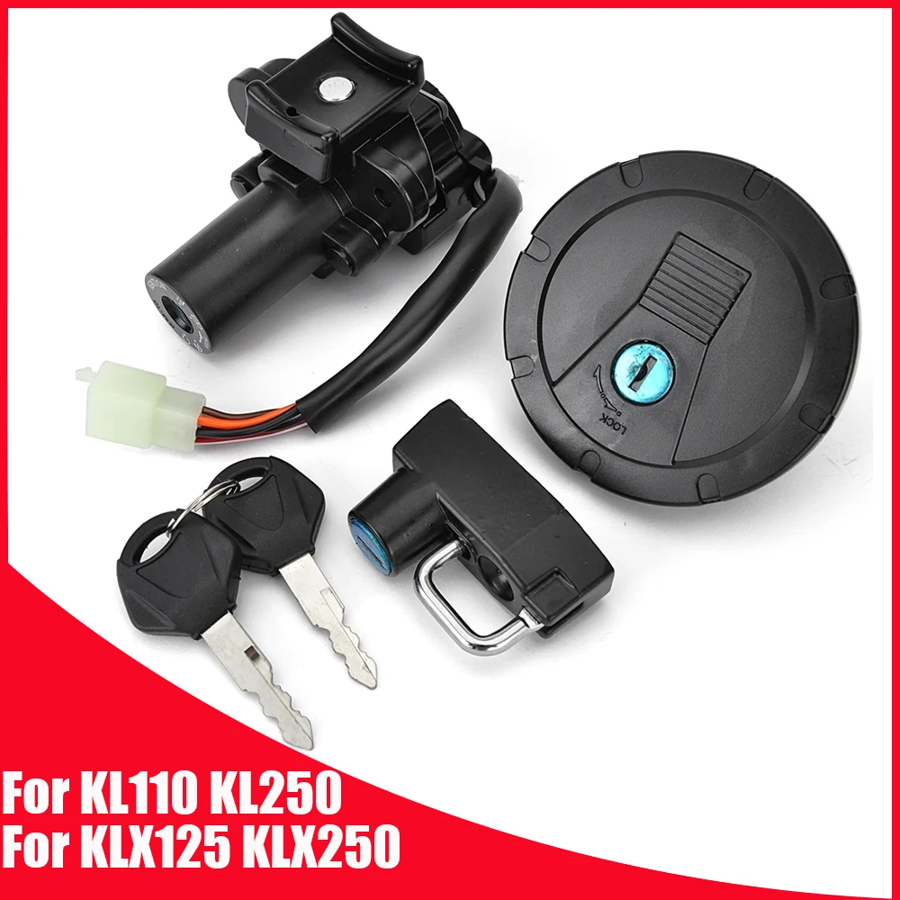 Interruptor de encendido, llave de bloqueo de asiento, tapa de combustible para Kawasaki KL110 KL250 KLX125 KLX250 d-tracker KLX250S KLX250SF KL 110 KLX 125 250