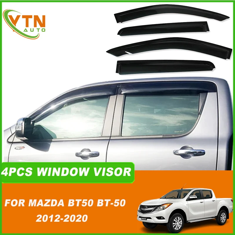 

For Mazda Bt50 Bt-50 2012 2013 2014 2015 2016 2017 2018 2019 2020 4PCS Car Door Window Visor Weather Shields Sun Rain Guard
