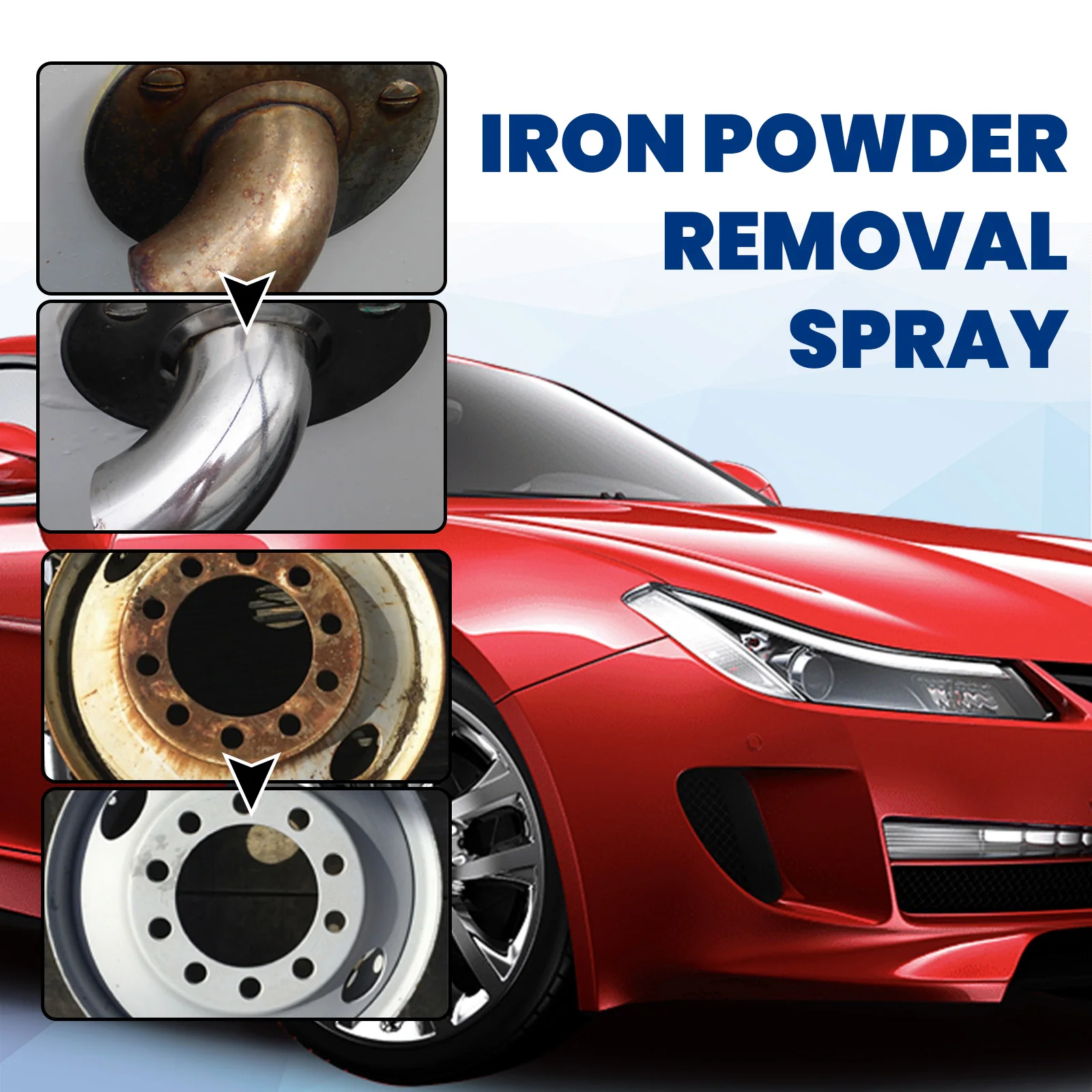 Rust Remover - Car Metal Rust Refurbishment Anti-Rust Polishing Coating Care Cleaner, Rust Stain Dissolver for Car Body, Wheels, Chrome, Metal Surfaces, Water Spot & Yellow Stain Remover, Gentle Formula Auto Detailing Cleaner, Rust Prevention Polish