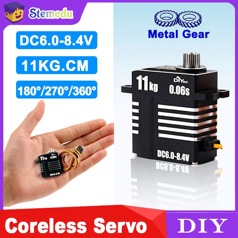 

H-11 11KG Micro Digital Servo Full Metal Gear Coreless Motor Programmable for RC Helicopters Cars Robots 180°/270°/360°