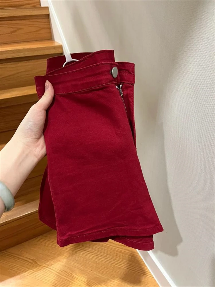 

Women's Thin Red A-line Ultra Short Hot Pants Summer Cool Girl Skinny Briefs Fashion Casual Female Sexy Slim Fit Shorts