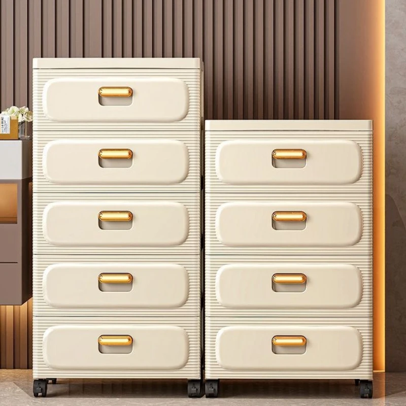 

Modern eco-friendly plastic bedside table with drawers Multifunctional locker Suitable for hotel and home use Cream