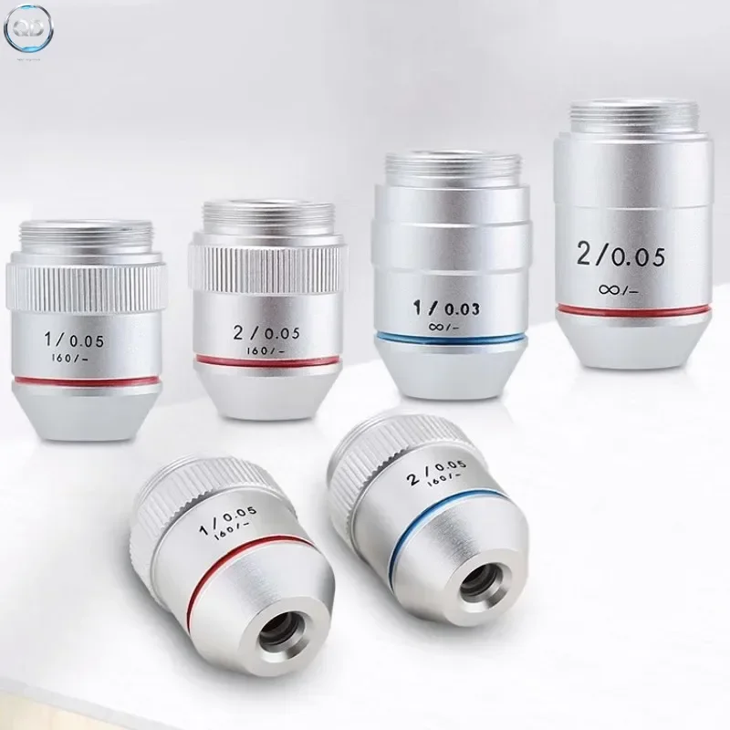 1X 2X Infinity Achromatic Microscope Objective Lens, RMS Thread, Parfocal 45mm 65mm for Biological Microscope Replacement