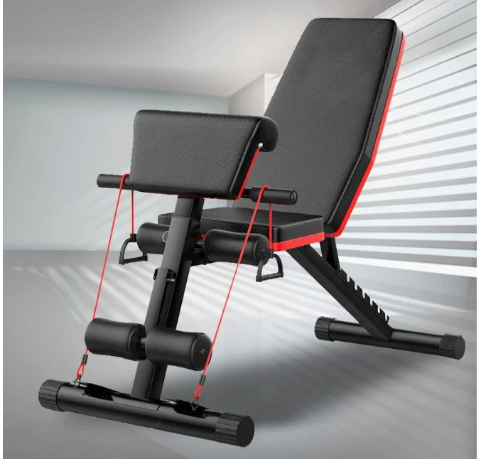 Folding Dumbbell Stool Supine Board Household Dumbbell Stool Supine Sit-up Aid Abdominal Device