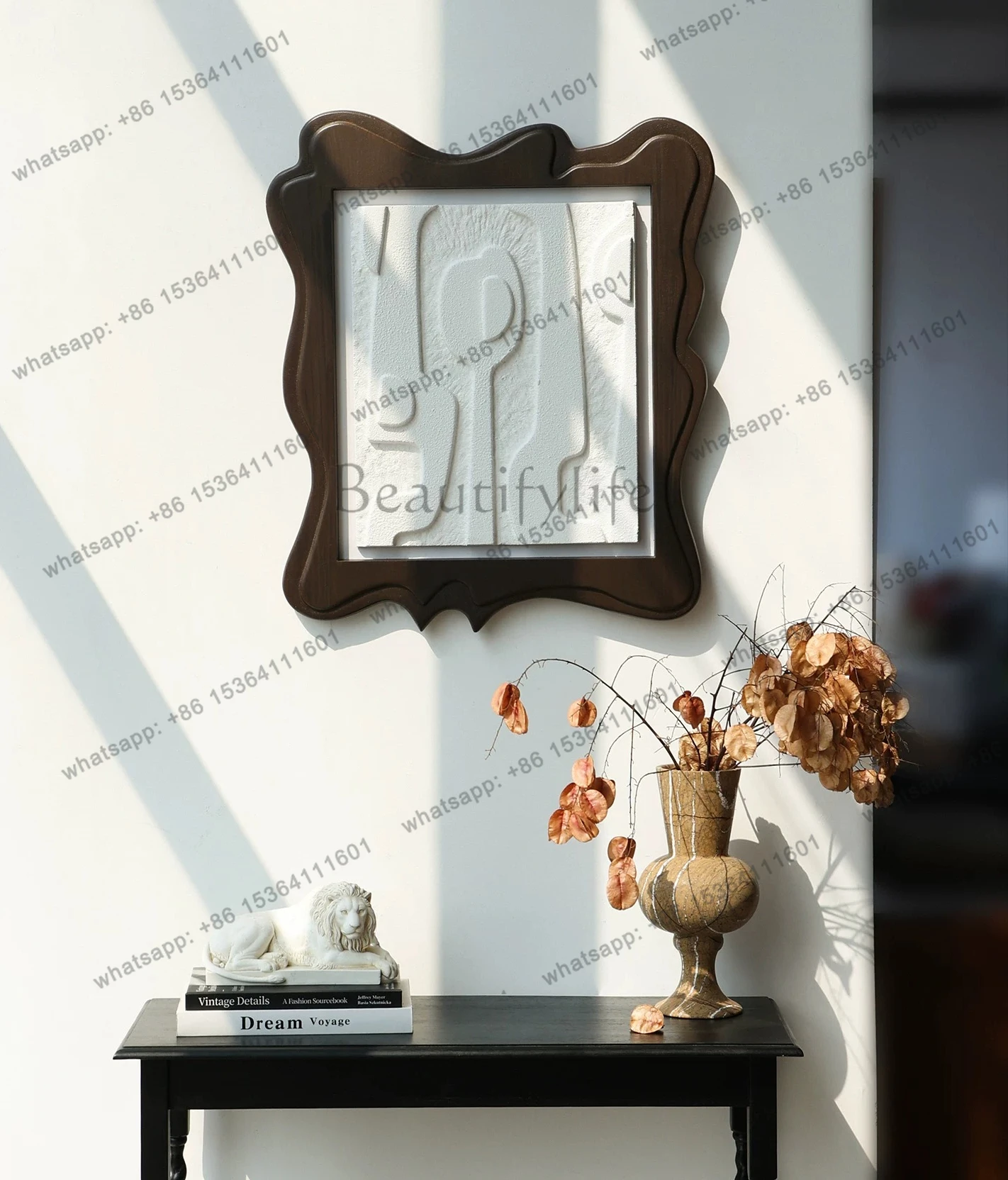 Medieval style living room decorative painting French retro dining room porch sandstone painting high sense