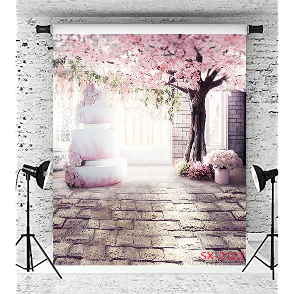 Vinyl Custom Valentine's Wedding Dress Landscape Backdrop Beautiful Flower Wall   Background Photography Prop XH-02