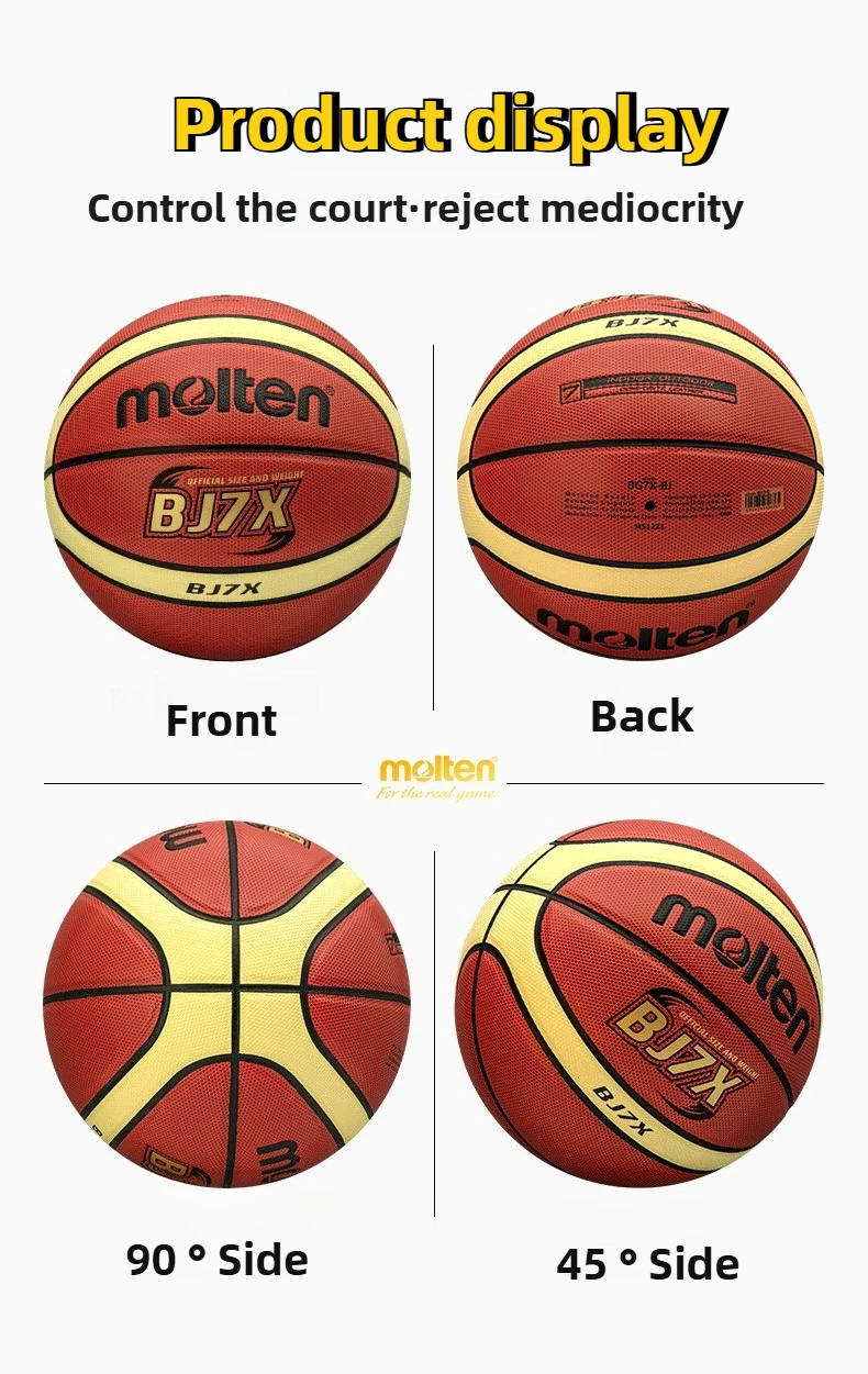 Molten BJ7X FIBA ได้รับการอนุมัติบาสเกตบอลขนาด 7-Premium ฝาครอบไมโครไฟเบอร์และกระเพาะปัสสาวะบิวทิลสําหรับ Professional Indoor Leagues