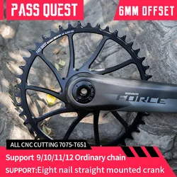 PASS QUEST 6mm Offset 8 Bolt Chainring Direct Mount Narrow Wide Chainwheel 38T 40T 42T 44T 46T for SRAM 8 Bolt FORCE SL