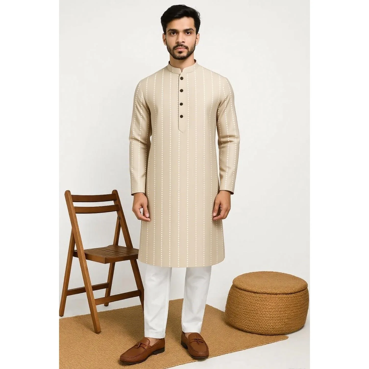 طوق كورتا فارده المطبوع الرقمي ذو الياقة الماندرين العادي طويل مناسب لجميع المناسبات مثل زفاف هاري رايا زفاف الشرق الأوسط #5