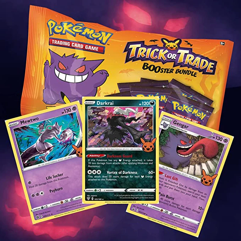 Original Pokemon Card Halloween Trick or Trade Booster Bundle Gengar pokemon TCG Limited Collection card Child Party Board Game