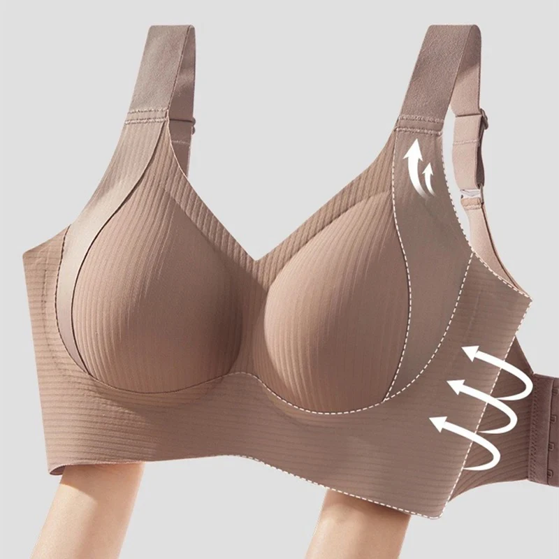 2026 Hot Sale Women's Seamless Underwear Thin Style Plus Size Removable Bra Anti-Sagging Wire-Free