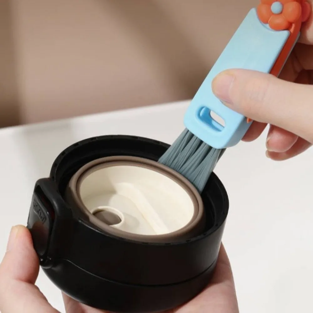 

3 in 1 Gap Cleaning Brush Mini Silicone Cup Lid Cleaning Brush Plastic Petal Shape Bottle Cleaning Brush Appliance Maintenance