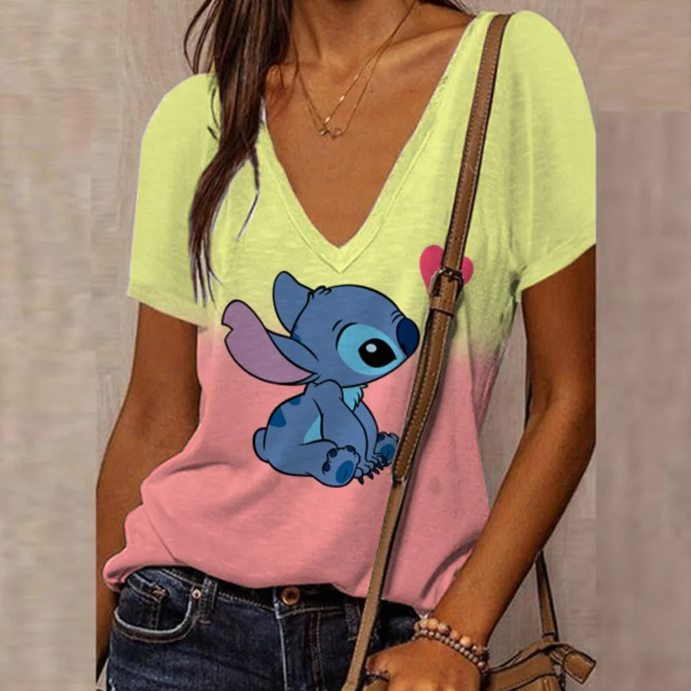 Mode Dames T-Shirt Disney Lilo & Stitch Vrouwelijke Kleding Harajuku Tee Dames T-Shirt Oversized Top Shirts Mickey Vrouwen Clotin