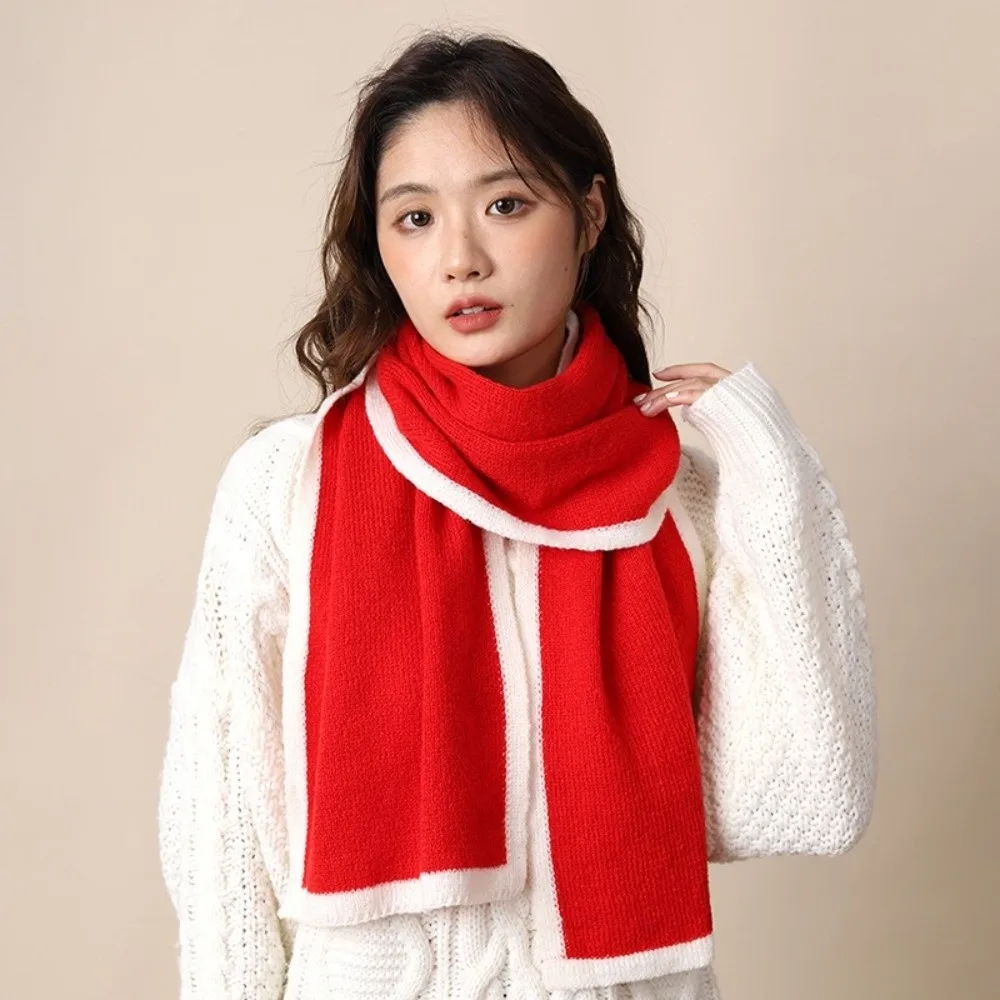 

Simple Thicken Winter Scarf Large Wool Knitted Scarfs Soft Cold-proof Plush Neckerchief Lady