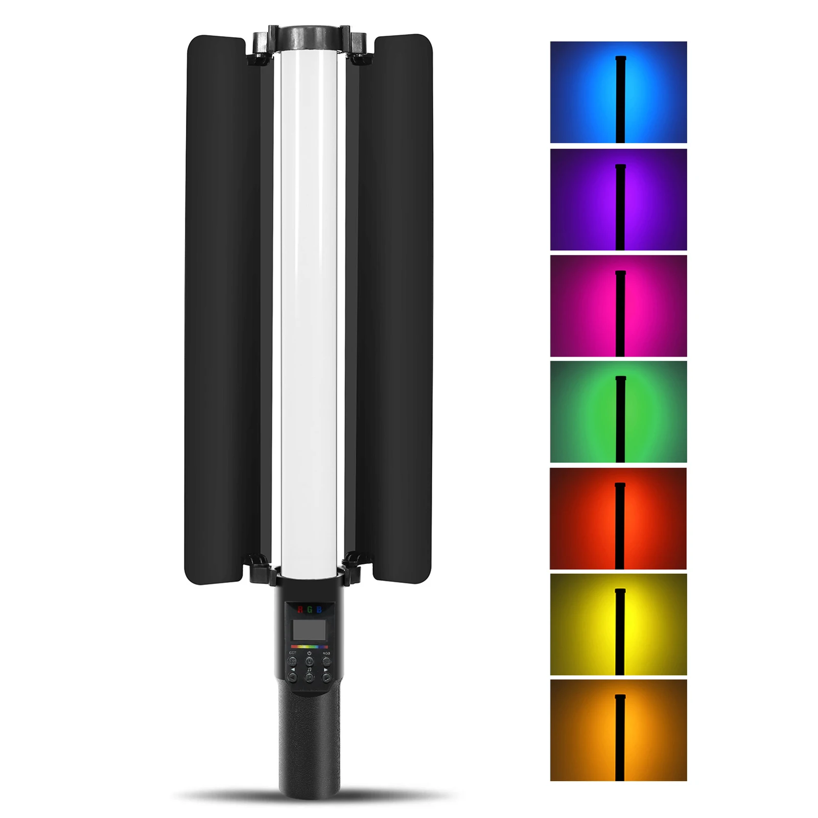 

Портативная RGB LED-лампа-стик для видеосъемки с отражателями, 3000K-6500K, регулируемая яркость, 18 световых эффектов, встроенный аккумулятор для видеоблогов