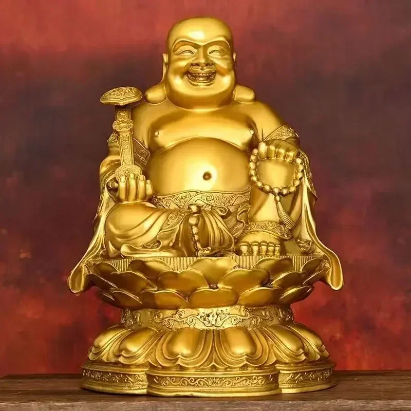 Copper Lucky Attracting Wealth Maitreya Ornament Big Belly Laughing Buddha Home Living Statue