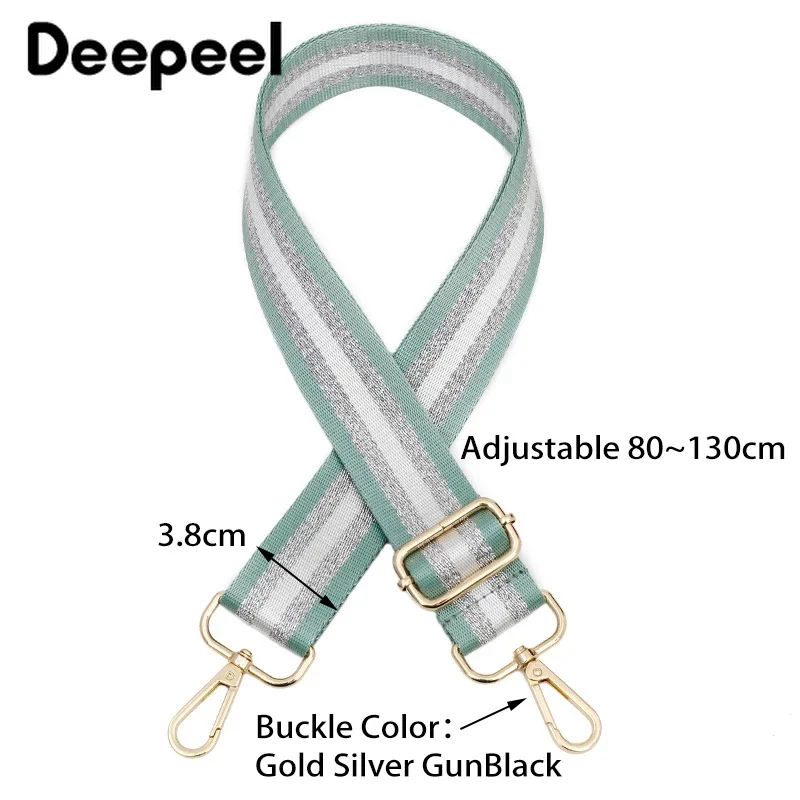 Deepeel 3.8cm Women Bags Strap Color Silver Silk 80~130cm Adjustable Straps One-Shoulder Crossbody Replacement Bag Accessories