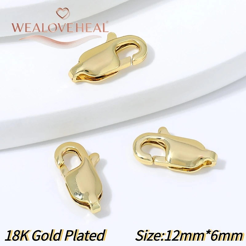 armband verschluss, 5/10/20 Stück 18K vergoldete Messing-Karabinerverschlüsse für die Schmuckherstellung, 10mm 12mm DIY Armband- und Halsketten-Zubehör Verbinder – Detail 18