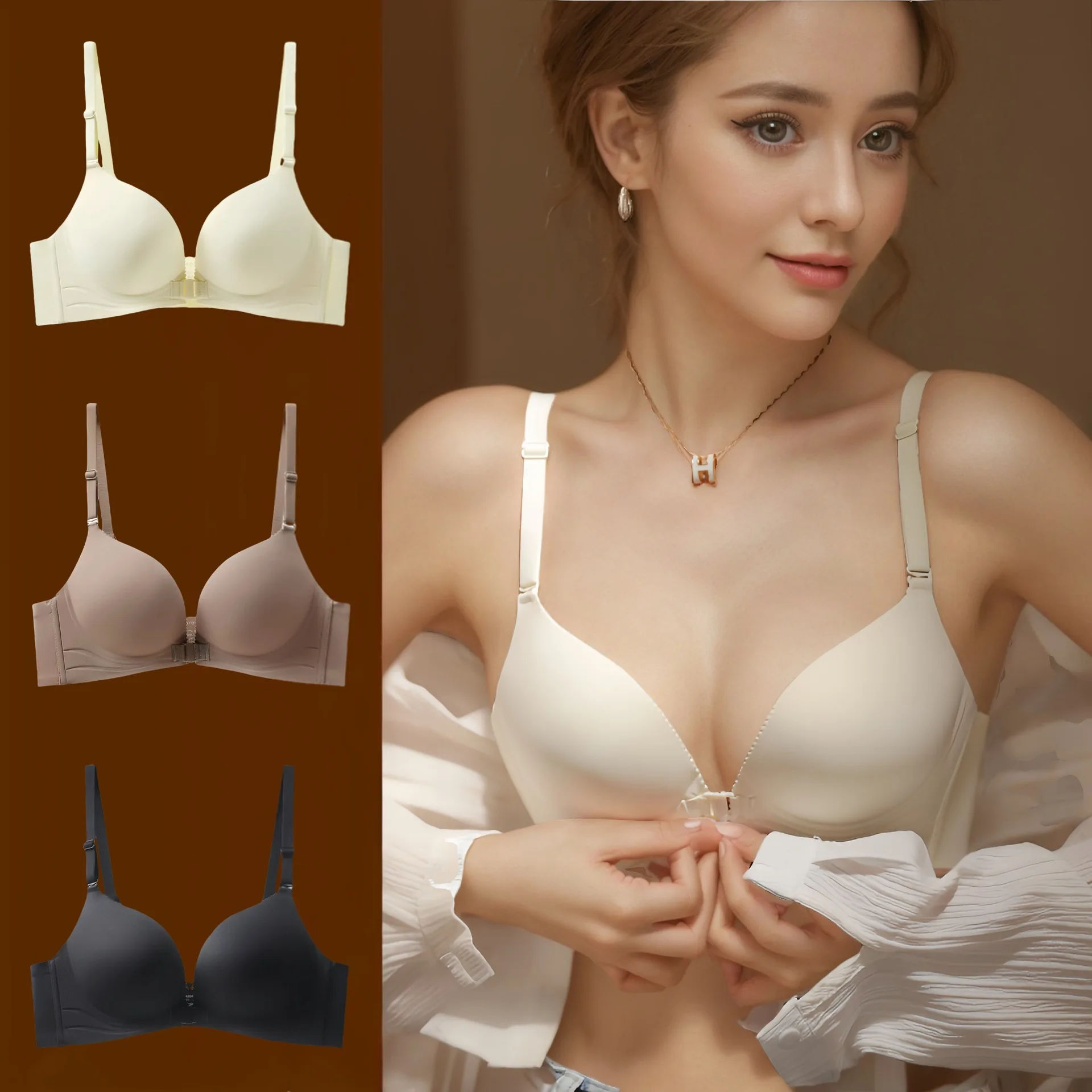 

2 pieces, front buckle underwear, women's steel rim, sub-breasts, non-marking vest, bra cover.