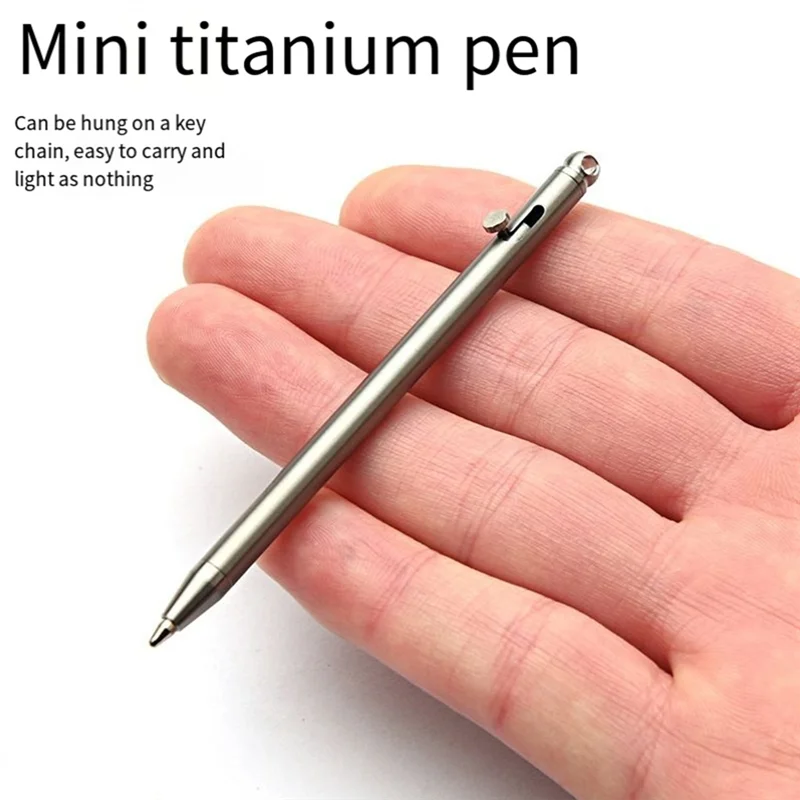 AB53 Penna portachiavi portatile Penna a sfera portatile in metallo per viaggi per firma ospite Titanio grigio