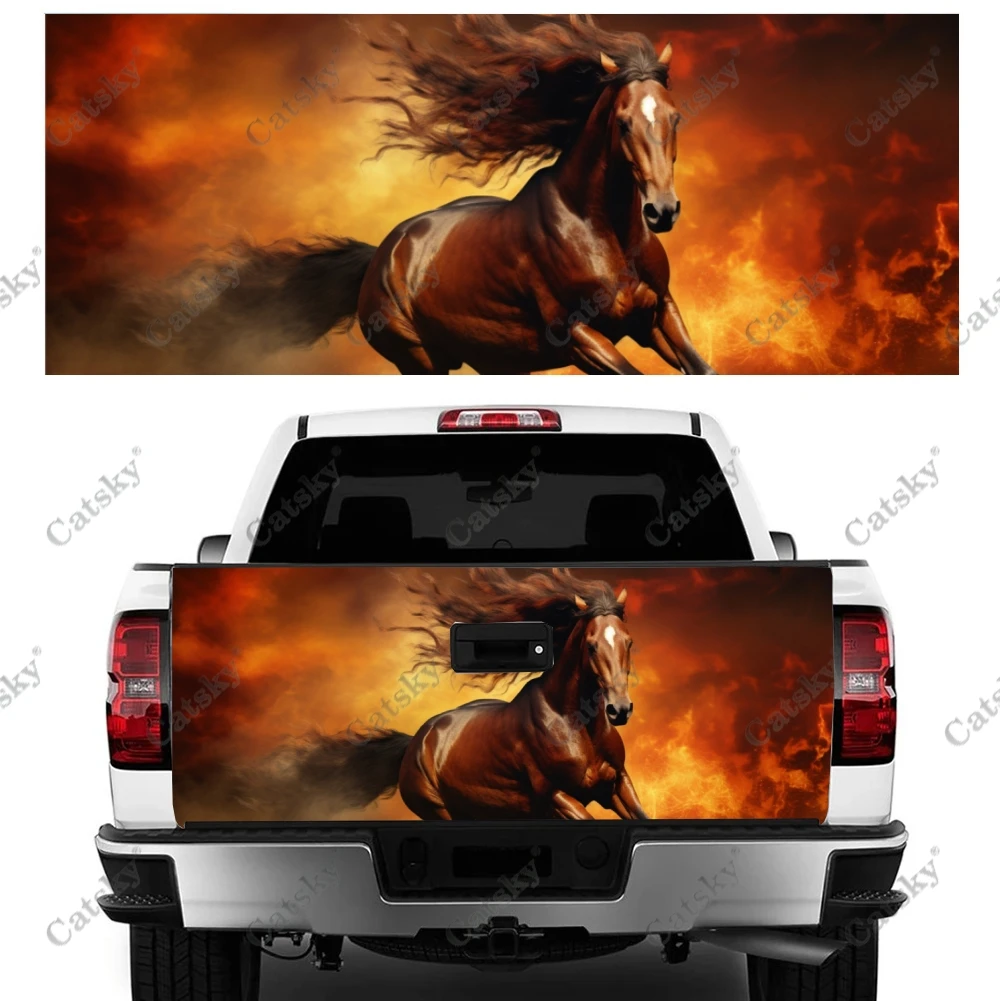 Fire Horse Truck Tailgate Wrap Professional Grade Material Universal Fit for Full Size Trucks Weatherproof