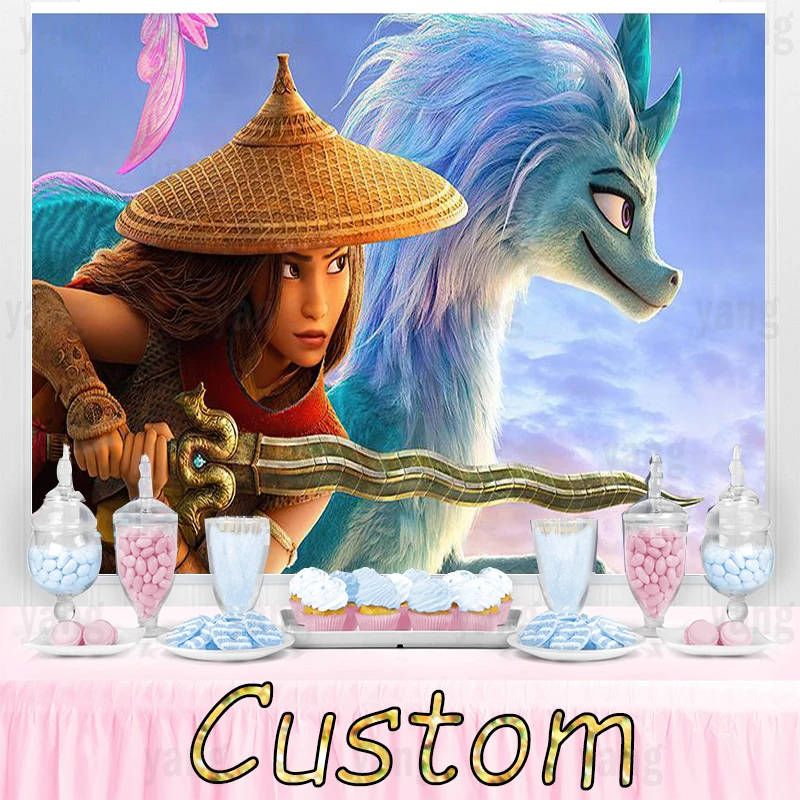 Custom Child Backdrop Brave Raya And The Last Dragon Kids Birthday Party Background Decor Baby Shower Photocall Banner