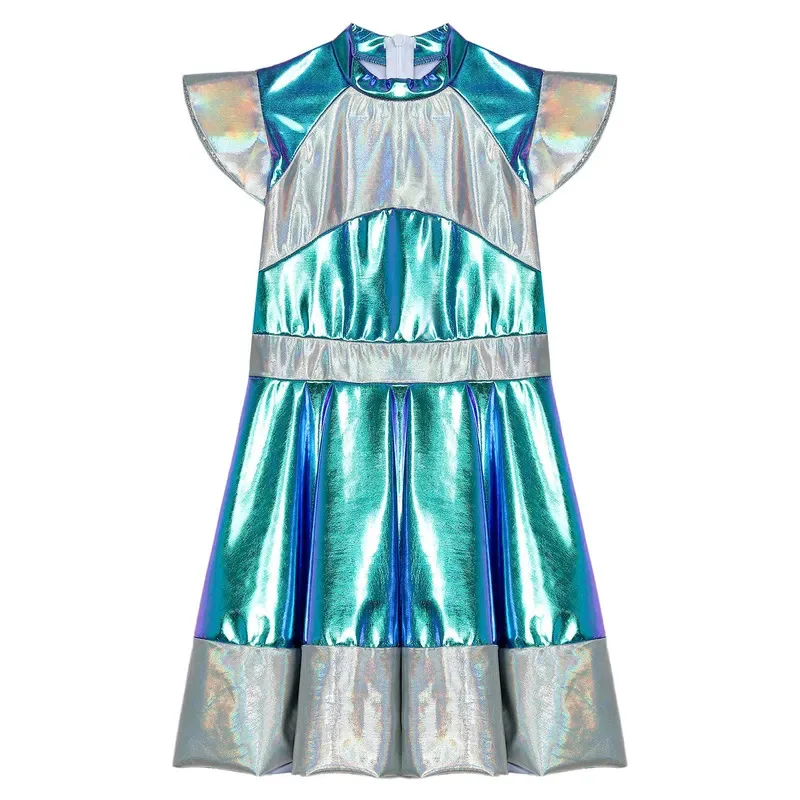 Sky01 الفتيات لامعة الغريبة الفضاء الخارجي زي هالوين تنكري فلينغ كم التدرجات ألف خط توتو فستان رقص للمستقبل WorlWd01 @