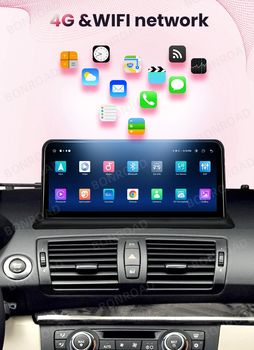 BONROAD Car Android Multimedia Player Radio Wireless Carplay Android auto For BMW 3 Series E90 E91 E92 E93 Touch Screen GPS