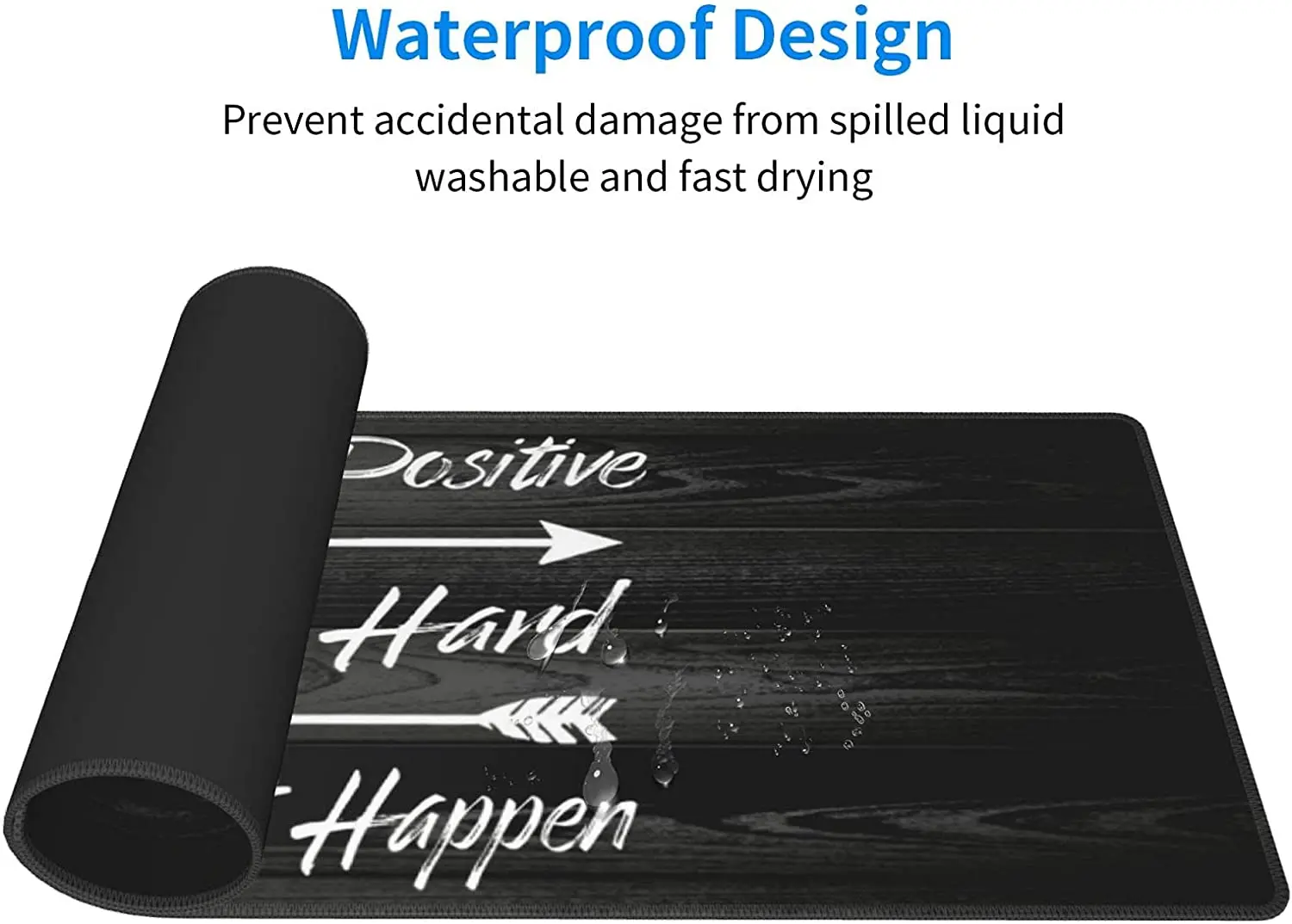 Stay Positive XL with Stitched Edges Extended Waterproof Desk Pads Non-Slip Rubber Base Large Keyboard Mat Computer 31.5×11.8 In