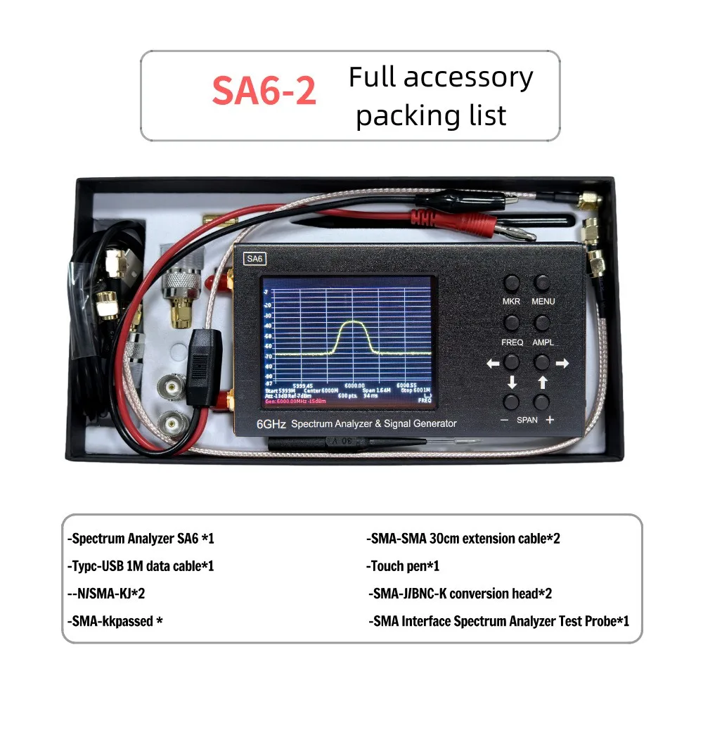 6GHz SA6 Satellite Spectrum Analyzers Optical Signal Generator RF Signal Analyzer Wi-Fi 2G 4G LTE CDMA GSM Beidou GPR