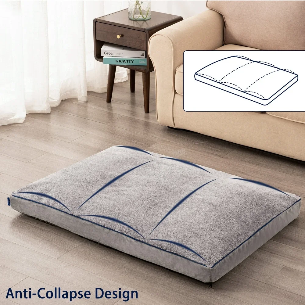 سرير كلب فاخر قابل للإزالة وغطاء قابل للغسل ومضاد للانزلاق من إسفنج الذاكرة للكلاب والقطط وراحة السفر