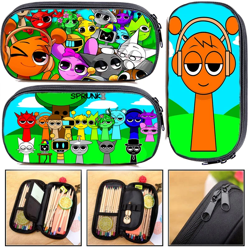 

Multifunctional Sprunki Pencil Bag Incredibox Game Print Pencil Case Cosmetic Cases Makeup Box Waterproof School Stationery Bags