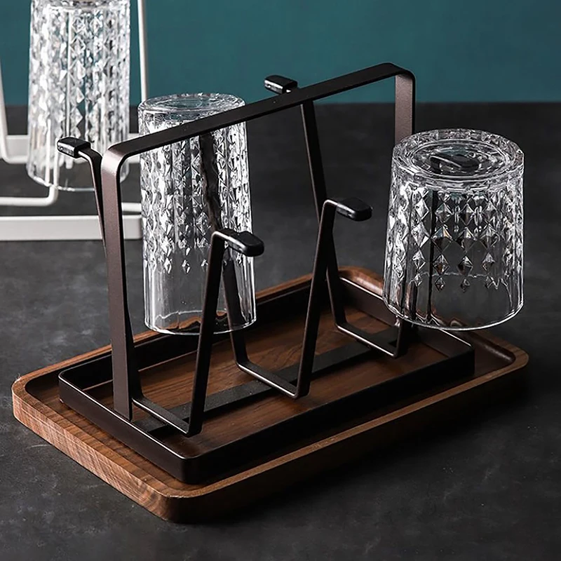 

Steel Bottle Cup Hanging Drying Rack 6 Hook Organizer For Drinking Glass Containers With Protective Rubber Ends Hooks