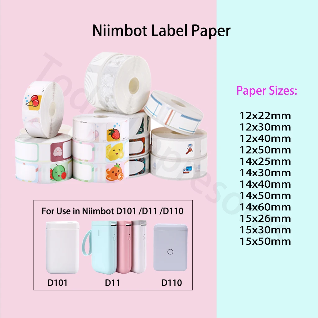 Niimbot D110 D11 D101 H1S Printing Label Waterproof Anti-Oil Tear-Resistant Price Label Pure Color Scratch-Resistant Label Paper