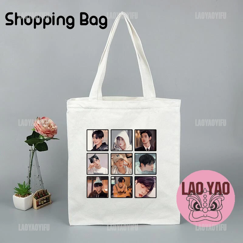 Gift Ideas Shopping Bags Women Cha Eunwoo Shopper Bag Totebag Tote Aesthetic Woman Cloth Canvas Large University Student Special