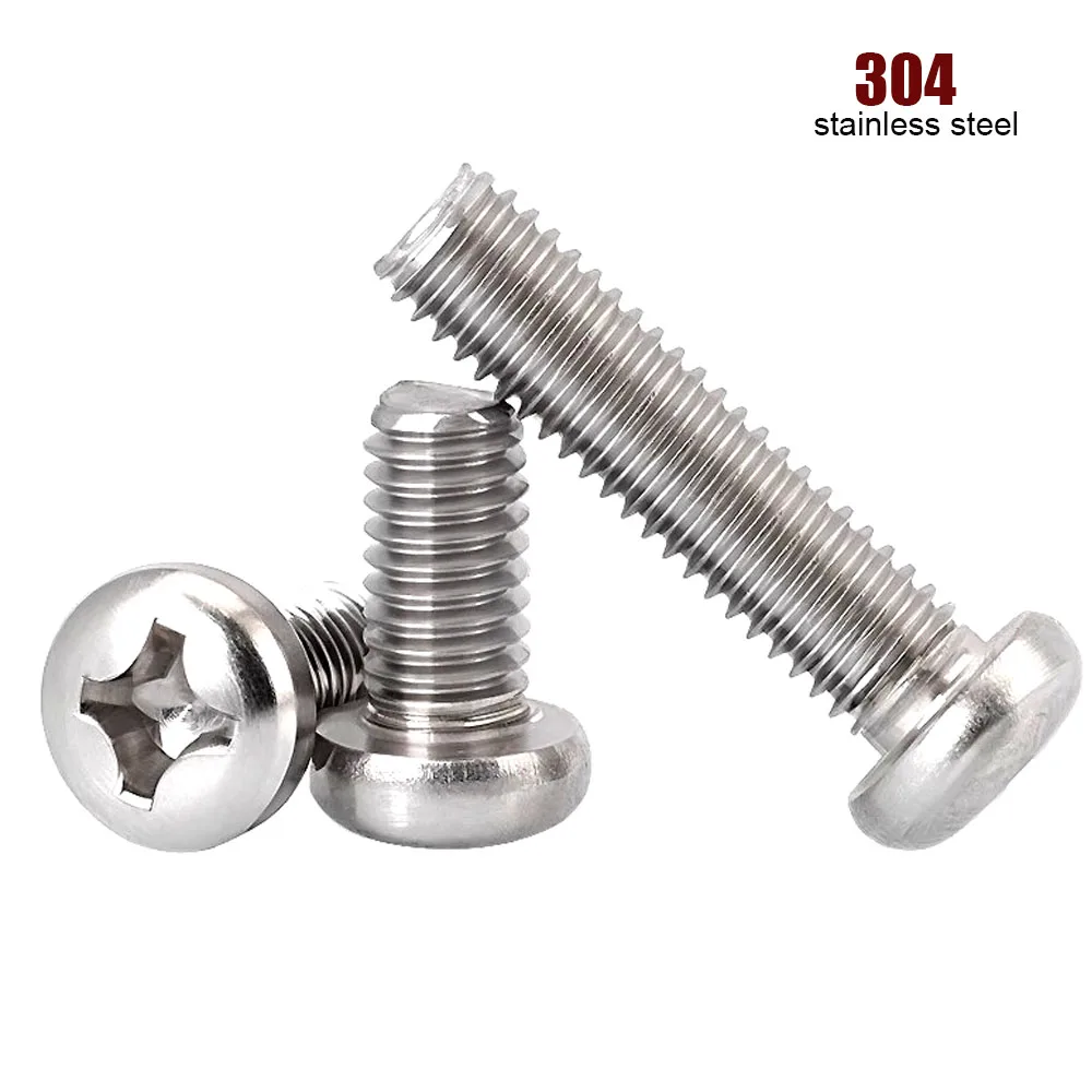 5/50pcs M1.6 M2 M2.5 M3 M4 M5 M6 M8 GB823 304 A2-70 Stainless Steel Cross Phillips Small Mini Pan Round Head Machine Screw Bolt