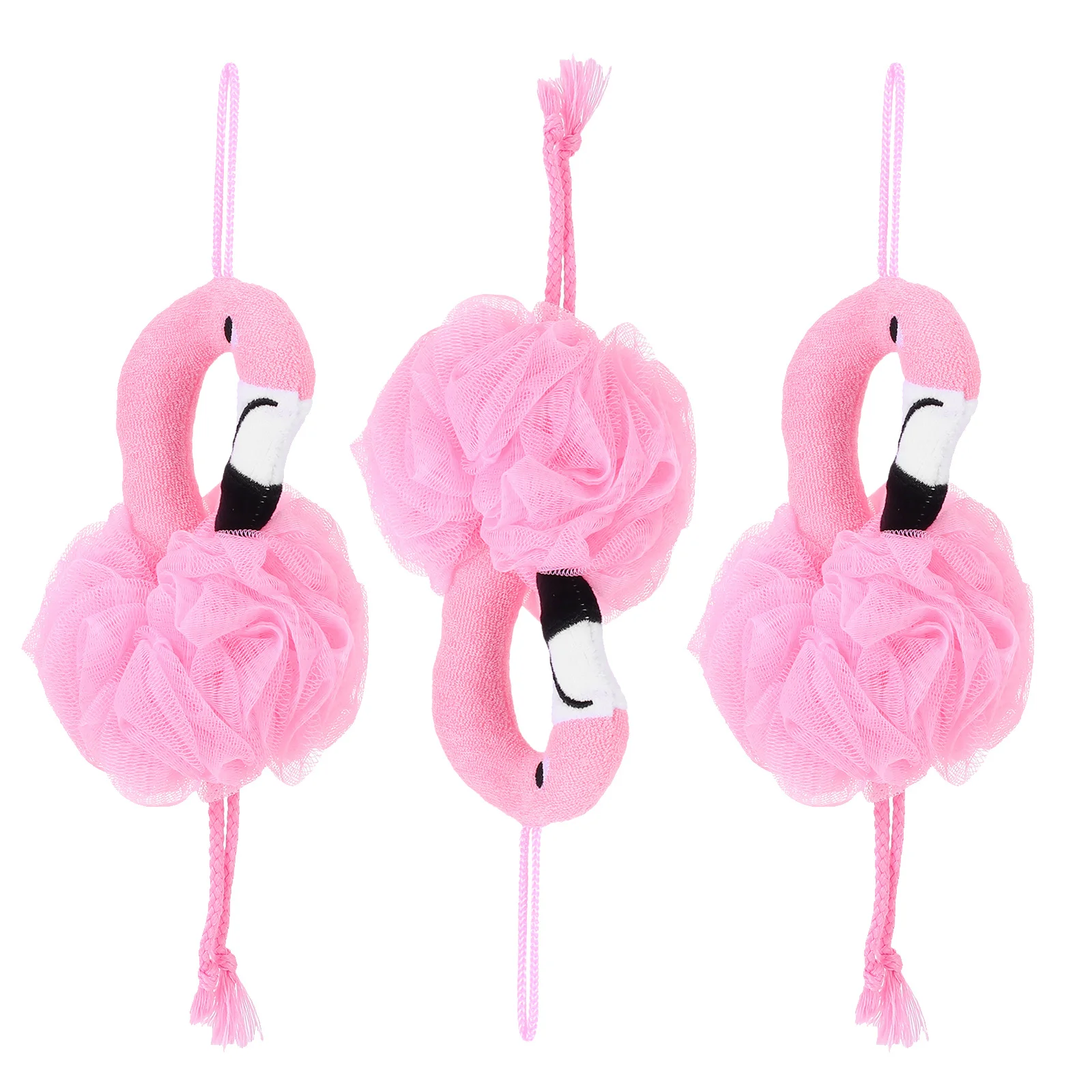 

3pcs Flamingo Balls Cartoon Mesh Shower Balls Bath Soften Skin Bubble Bathing Tools Home Hotel Use