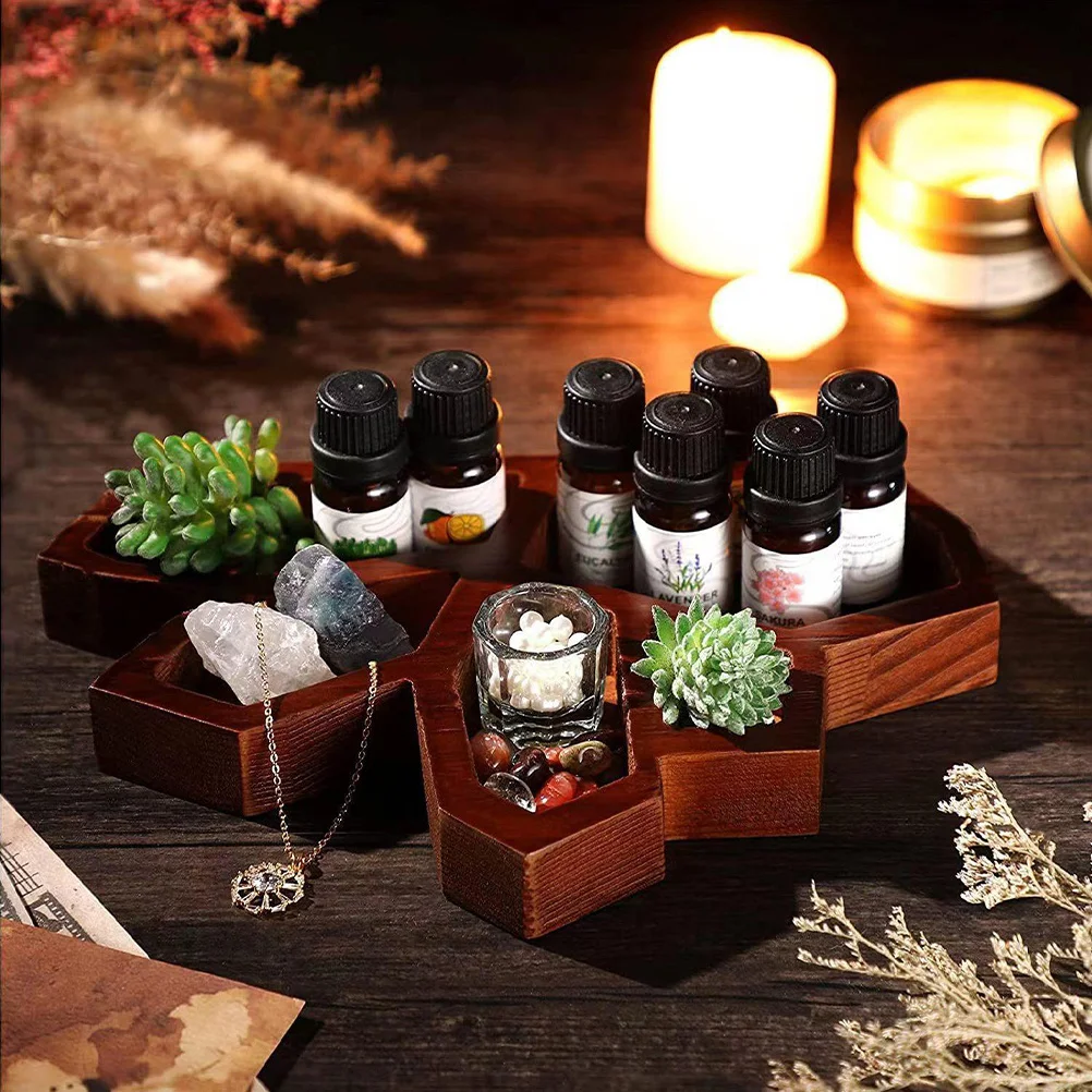 Wooden Crystal Tray Crystal Holder Decorative Display Plate Jewelry Storage Organizer Natural Wood Texture Bracelet Necklace